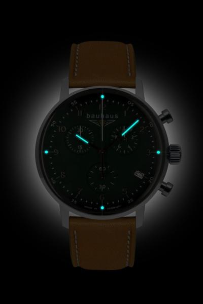 Bauhaus Herrenuhr Quarz Chronograph mit Lederarmband